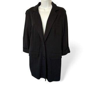 New York & Co BLACK BLAZER Jacket Size M Stretch 3/4 Sleeves Work Casual Relaxed
